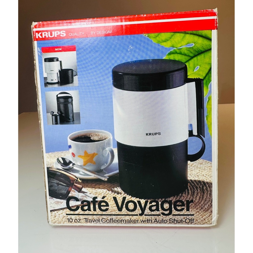 Krups Cafe Voyager 10oz Travel Coffeemaker White Black F1470-76 German Made NEW